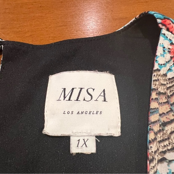 MISA Los Angeles Snakeskin Mosaic Print Swing Dress 1X Long Sleeve Mini Short - Picture 8 of 16